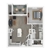1 Bed 1 Bath 931 SqFt (806 Net) 1107 floor plan